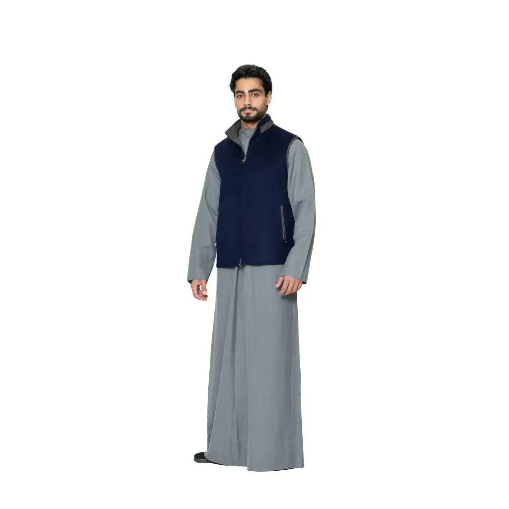 [5004545] ڤيست كشمير وصوف والبطانه  شامواه دبل فيس (BLUE&LIGHT GRAY;, XS)