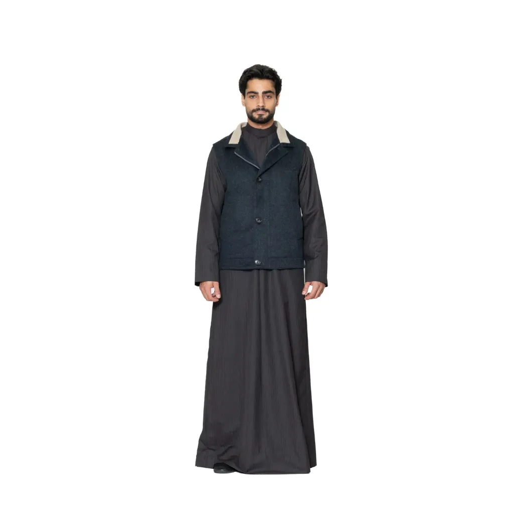 [5004977] Vest Cashmere With Wool With Cotton Lining - A - 001 (DARK GRAY-A001, XS)