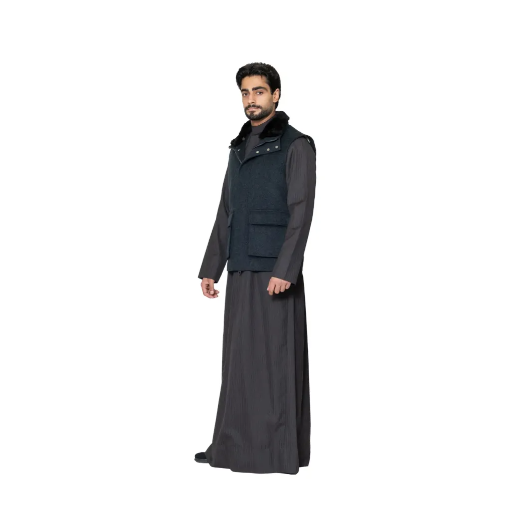 Vest Cashmere And Wool With Rabbit Fur - A - 004