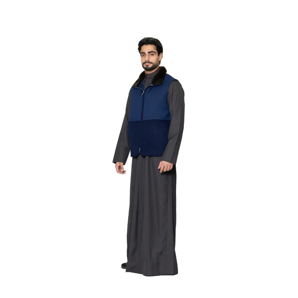 Vest Cashmere And Wool With Polyester Lining With Rabbit Fur - A -006