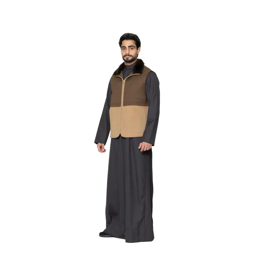 Vest Cashmere And Wool With Polyester Lining With Rabbit Fur - A -006
