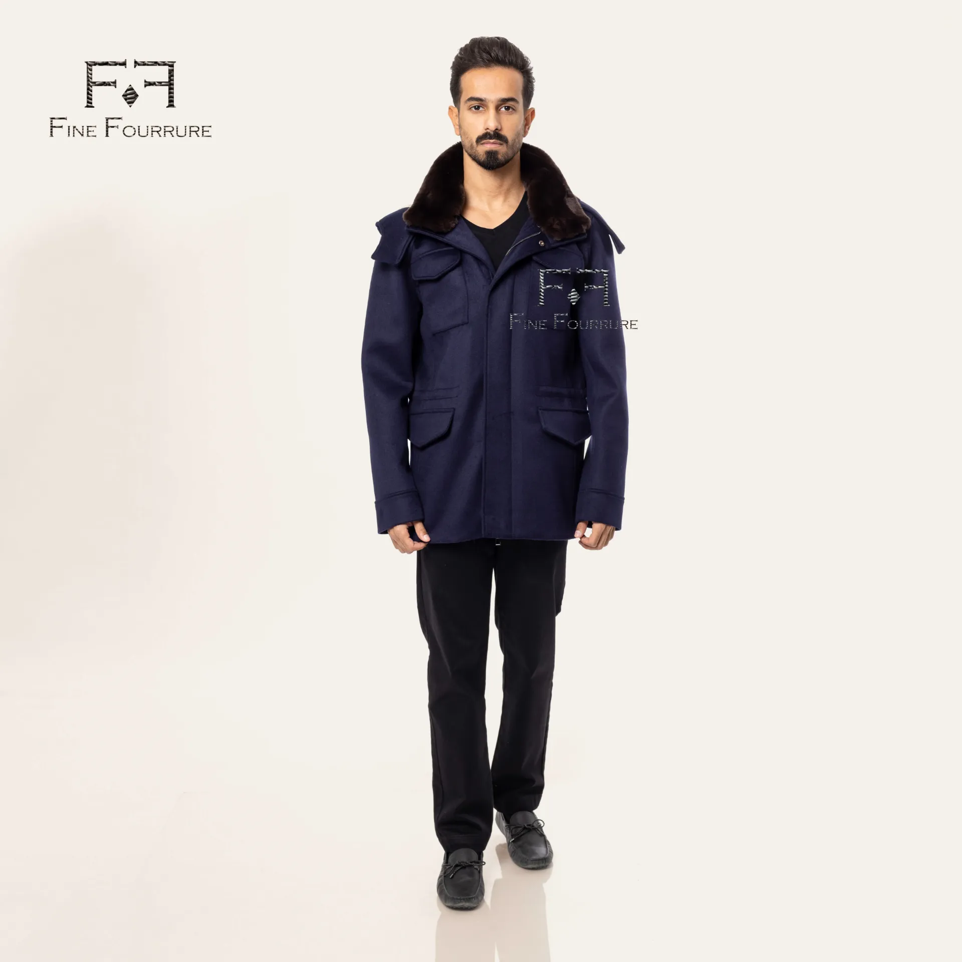 [500936] جاكيت قماش والبطانه  قطن والقلبه قماش  واتبدل بفرو الارنب (DARK BLUE, 3XL)