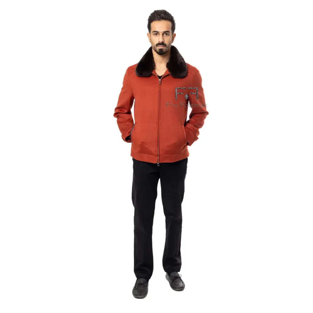 Fabric Jacket With Cotton Lining And High Neck With Rex Rabbit - 0108
