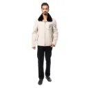 Fabric Jacket With Cotton Lining And High Neck With Rex Rabbit - 0108