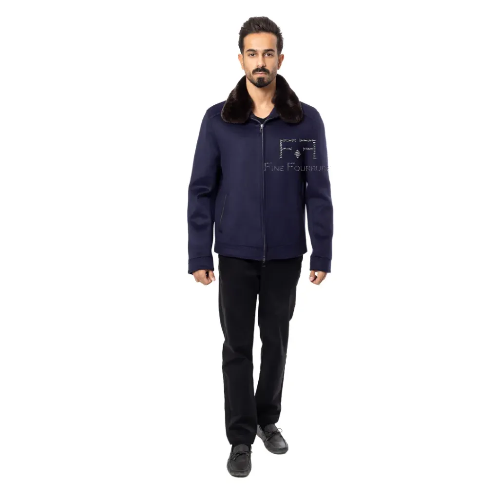 Fabric Jacket With Cotton Lining And High Neck With Rex Rabbit - 0108