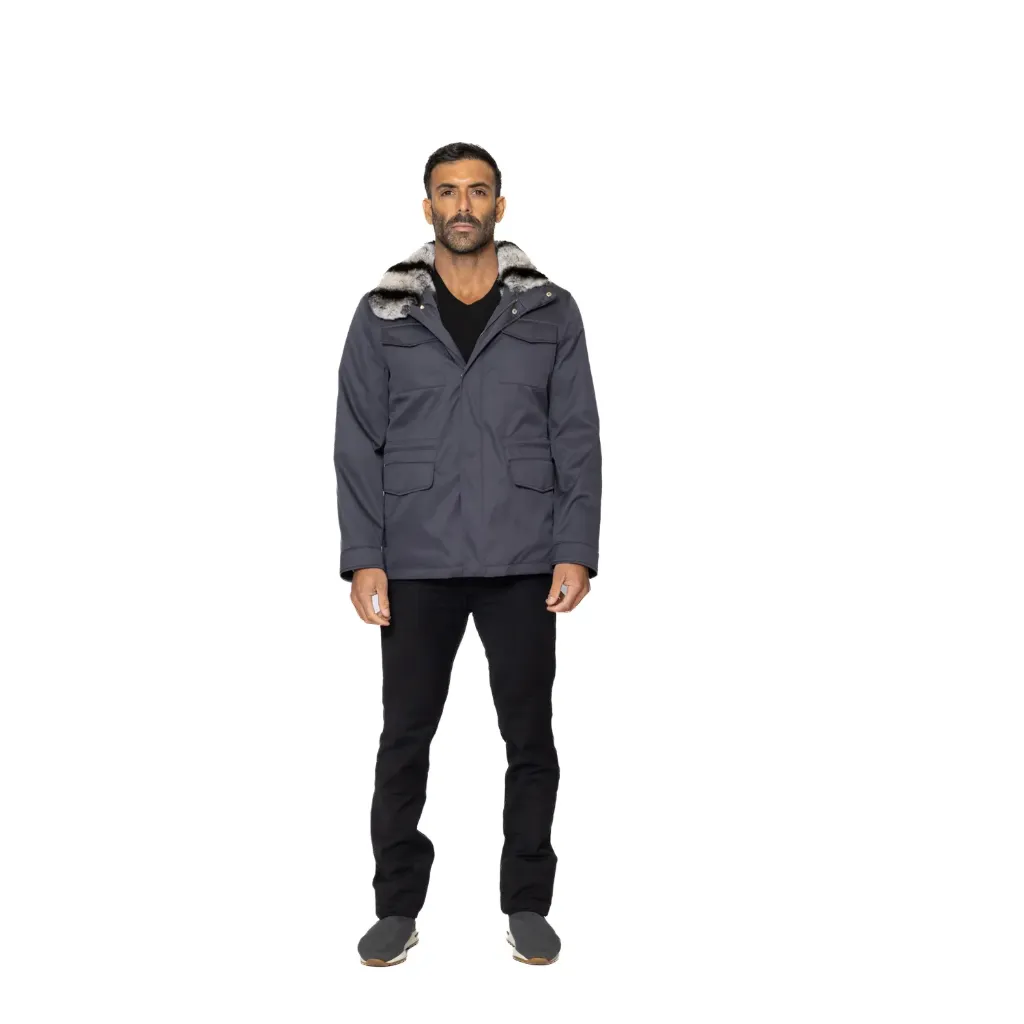 Raincoat Jacket With Rex Rabbit Fur Lining - 0012