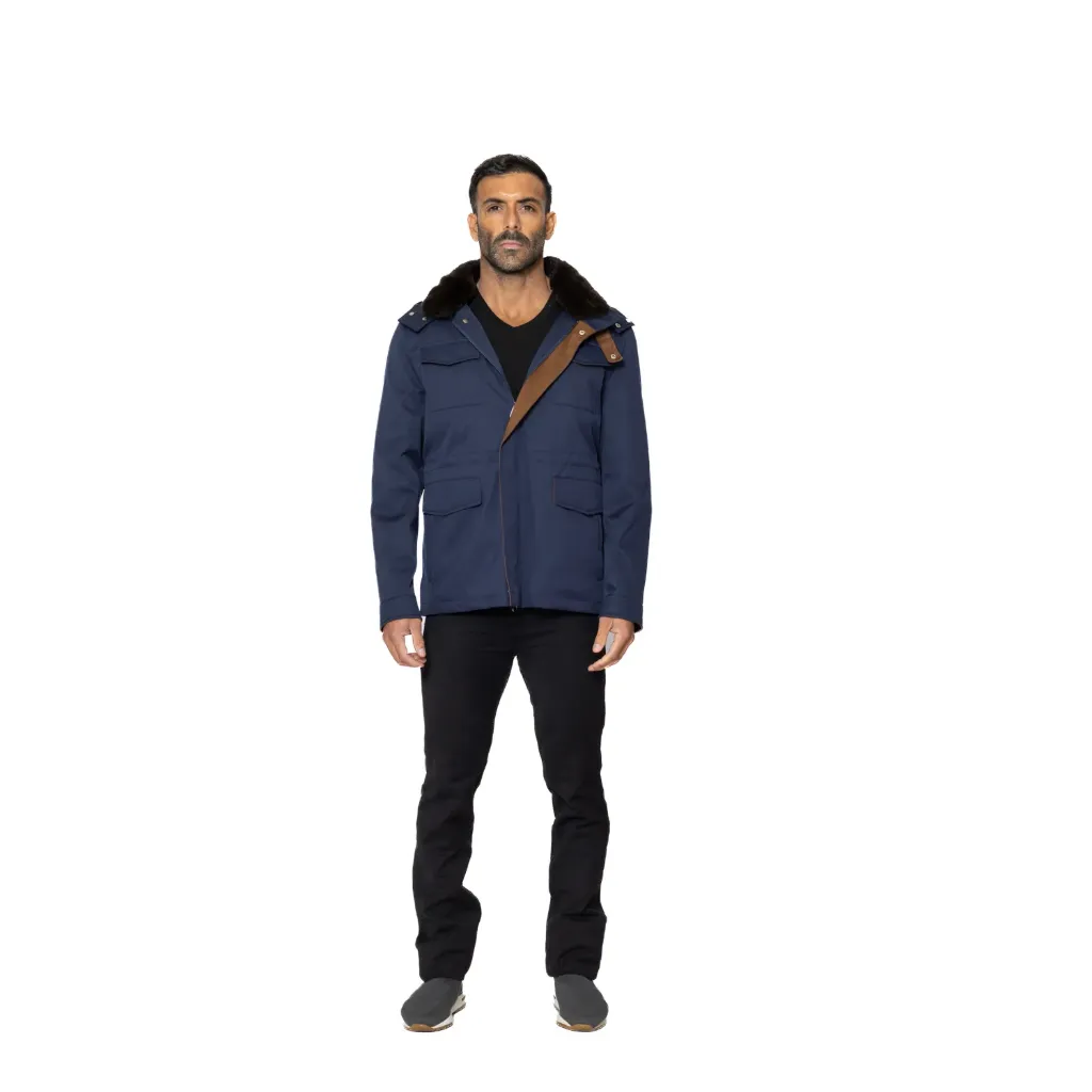 Raincoat Jacket With Fur Rex Rabbit Lining And Hood - 0013