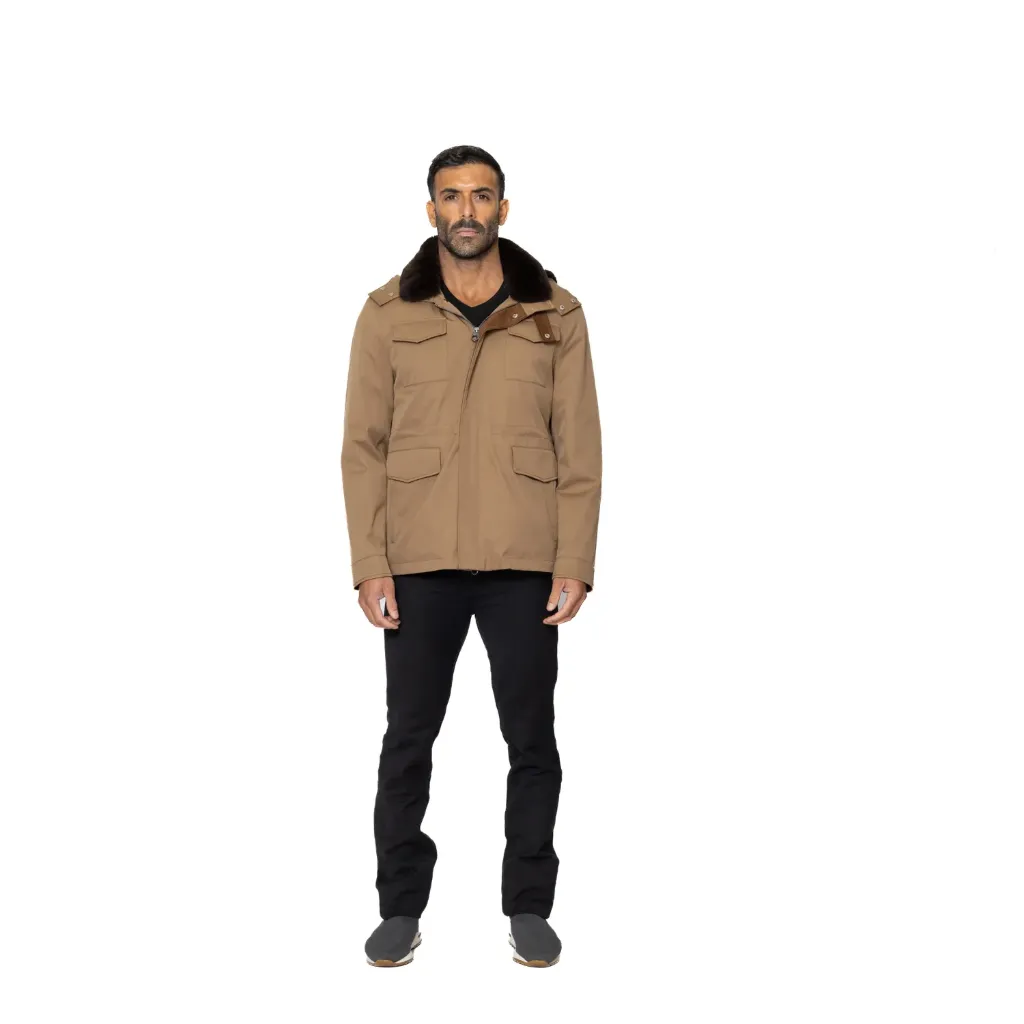 [5003760] جاكيت مطري مع فرو الارنب  (CAMEL,, S)