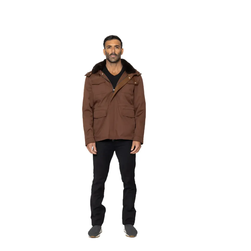 Raincoat Jacket With Fur Rex Rabbit Lining And Hood - 0013