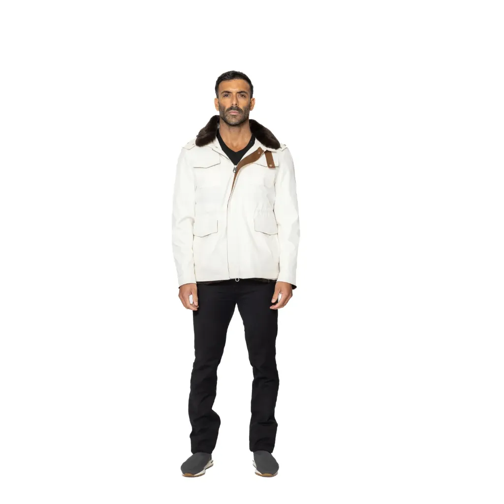 Raincoat Jacket With Fur Rex Rabbit Lining And Hood - 0013