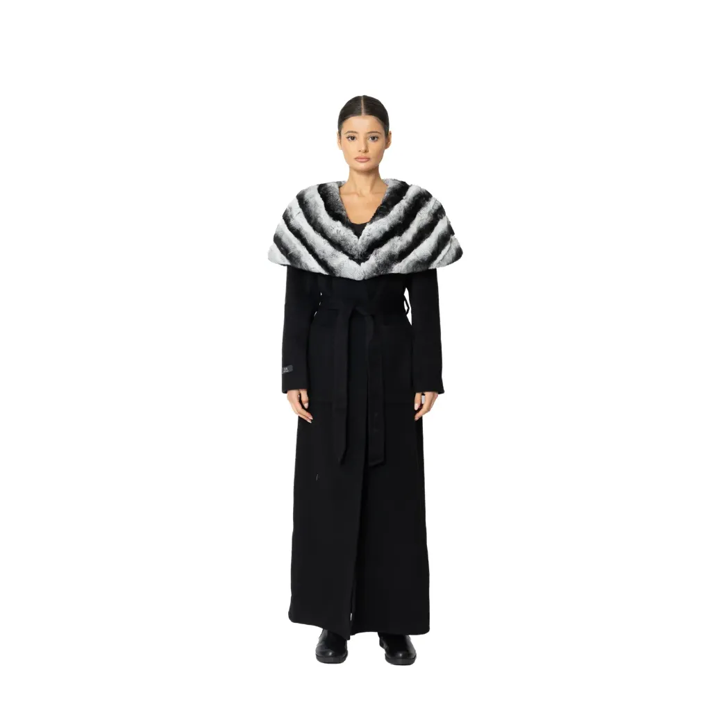 Cashmere with Wool and Rex Rabbit Fur - Cape Style 138cm