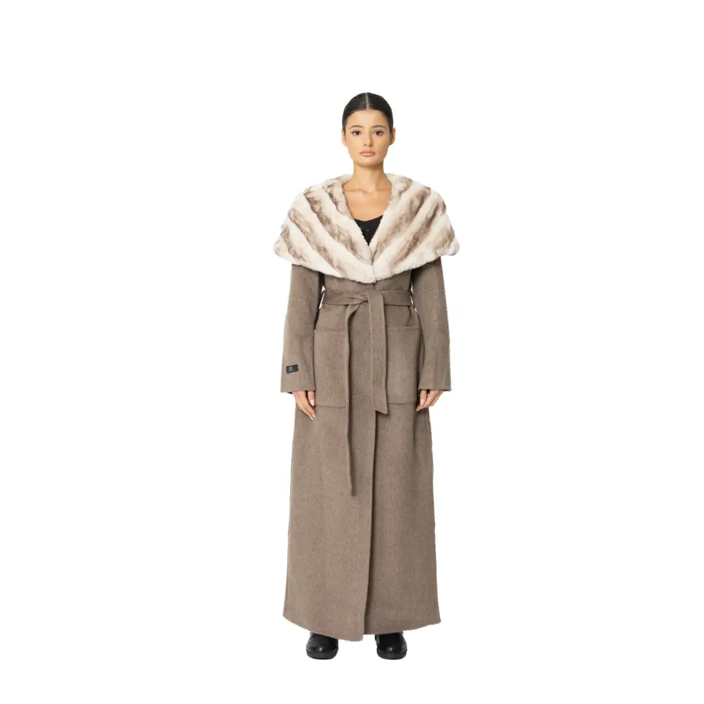 Cashmere with Wool and Rex Rabbit Fur - Cape Style 138cm