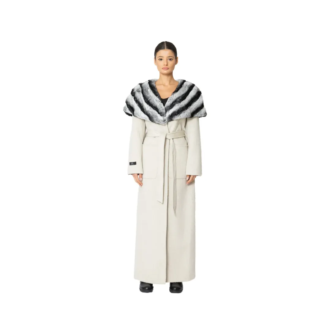 Cashmere with Wool and Rex Rabbit Fur - Cape Style 138cm