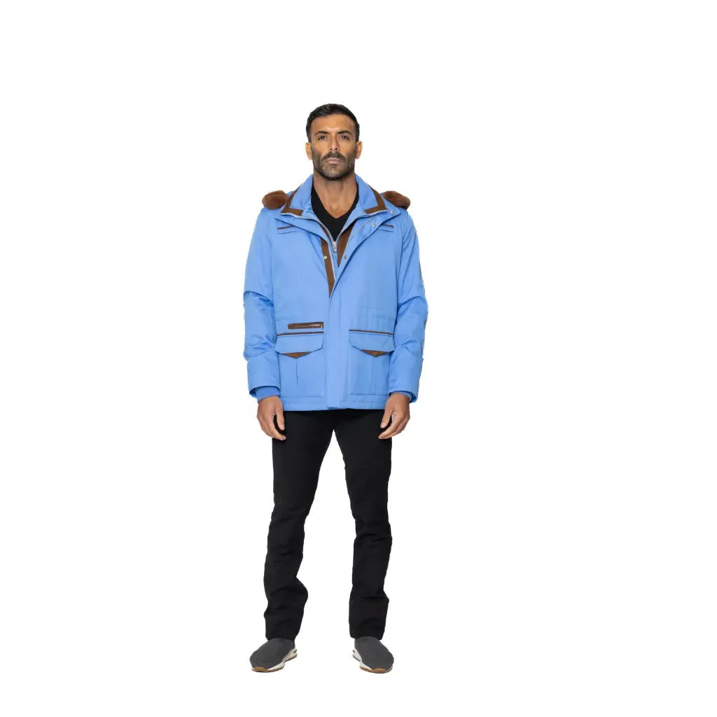 Raincoat Jacket With Cotton Lining And Rex Rabbit Hood - 027A