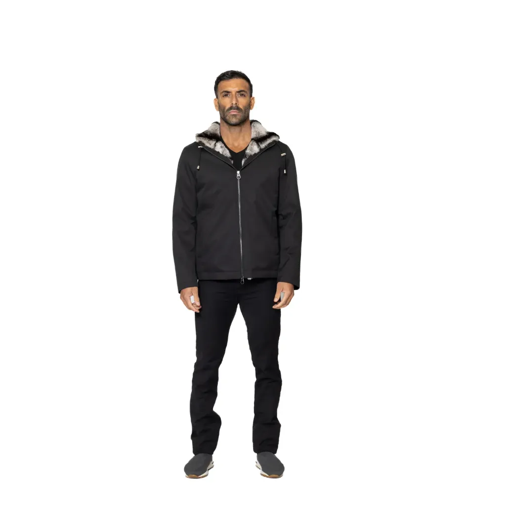 [5003644] جاكيت مطري مع فرو الارنب  (BLACK~, S)