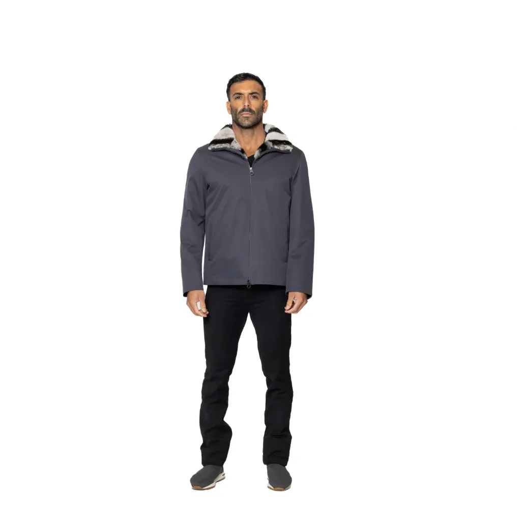 Raincoat Jacket With Rex Rabbit Fur Lining And Hood - 0018