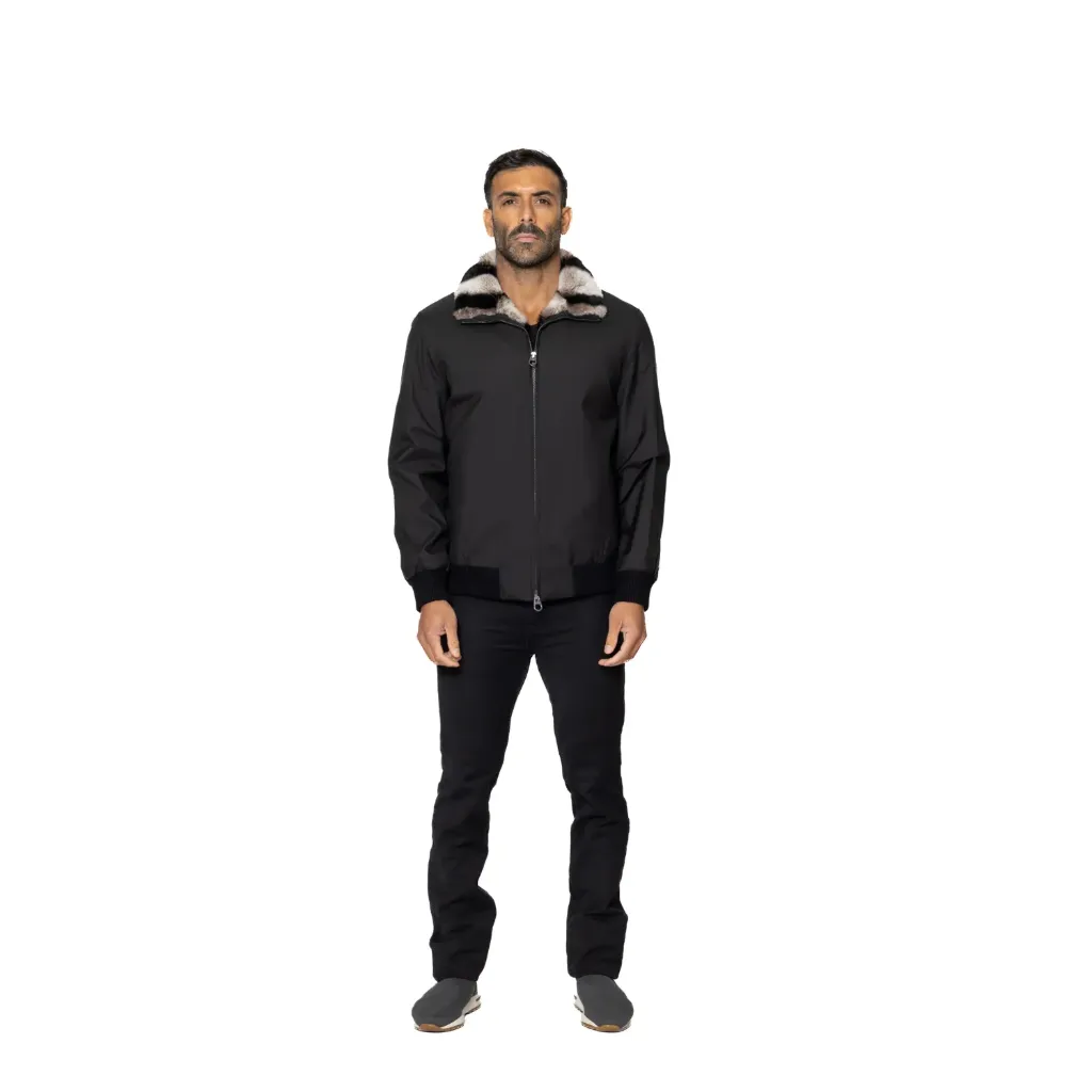 [5003668] جاكيت مطري مع فرو الارنب (BLACK~, S)