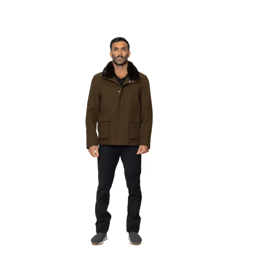 Jacket Cashmere And Wool With Cotton Lining With Rabbit Fur - A - 022