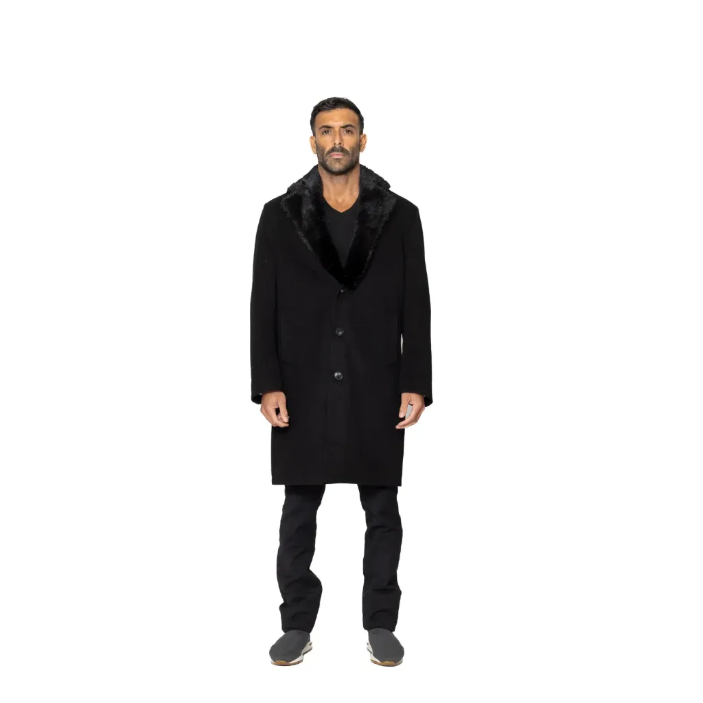 Jacket Cashmere And Wool With Cotton Lining And Mink Fur - A - 021