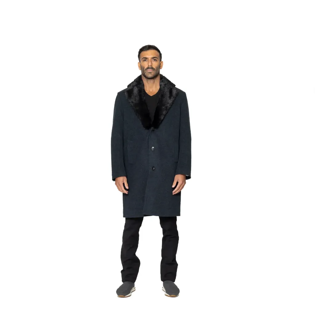 Jacket Cashmere And Wool With Cotton Lining And Mink Fur - A - 021
