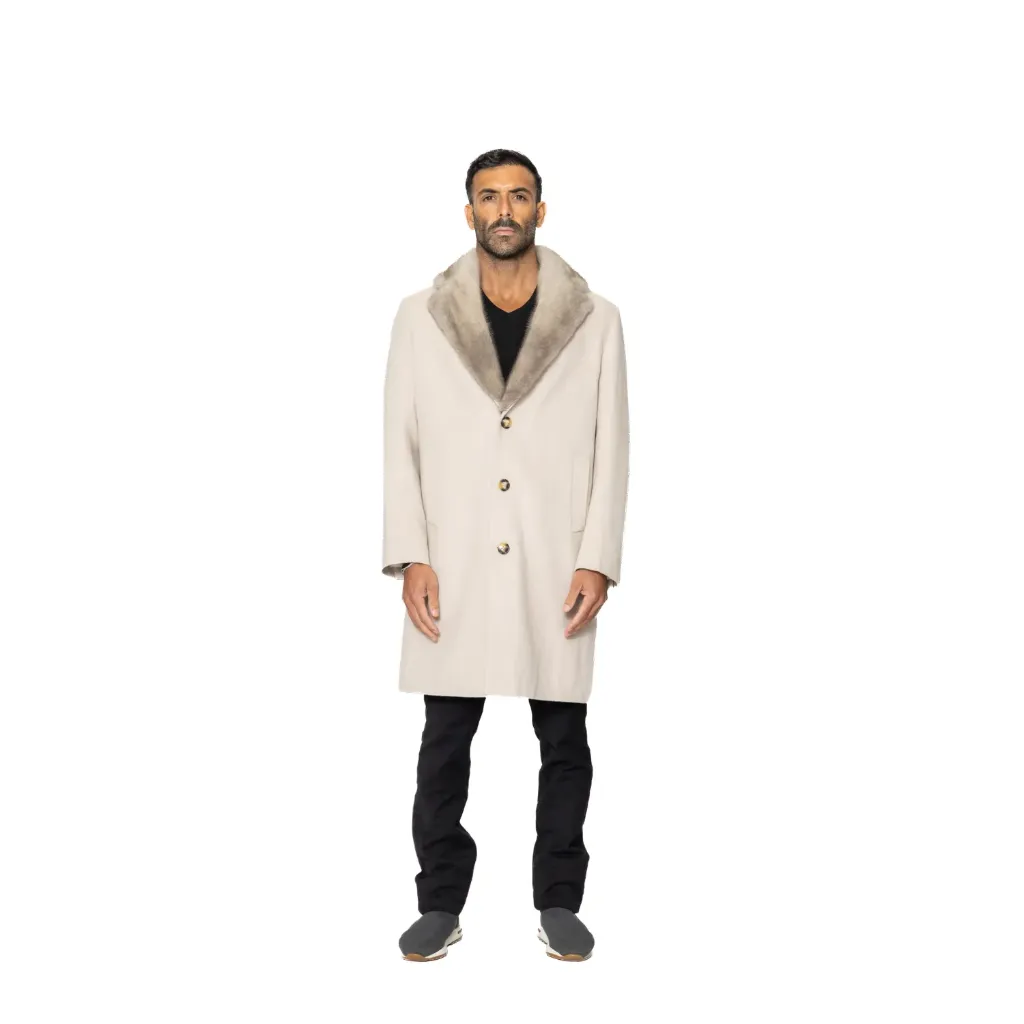 Jacket Cashmere And Wool With Cotton Lining And Mink Fur - A - 021