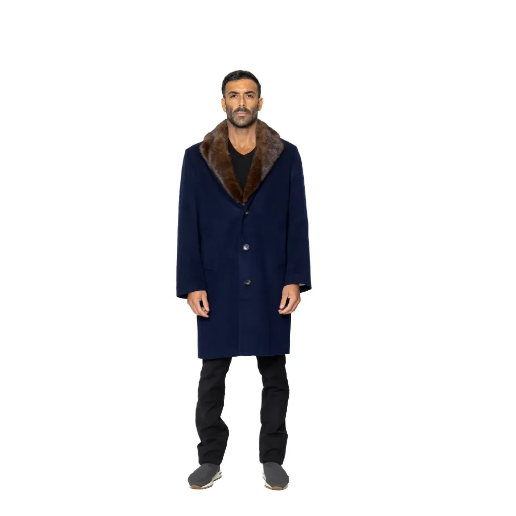 Fabric Jacket  With Cotton Lining and Mink Fur - 0101