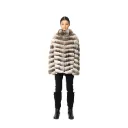 Jacket With Chinchilla Fur - Classic - Beige - 70cm